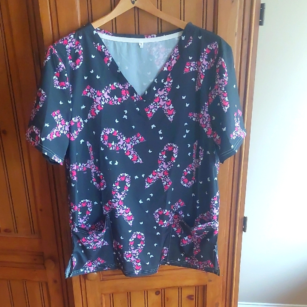 Breast Cancer Awareness Scrub Top